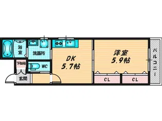プロパティー高井田【3階】の間取り