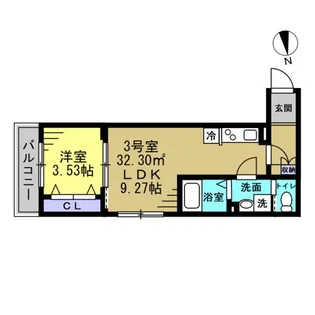 ルーブル柏若葉町【3階】の間取り