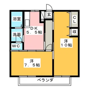 福元ハイツB棟【2階】の間取り