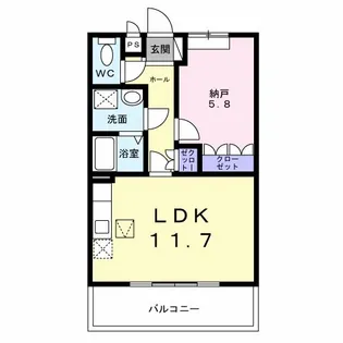 ラディッシュVI 103号室【2階】の間取り