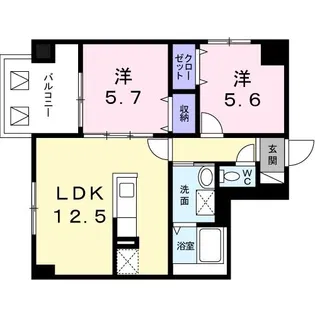 グランジュ北彩都【2階】の間取り