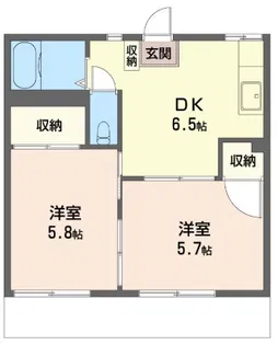 ハイツ美の宮A【1階】の間取り
