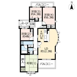 URコンフォール生田菅生ヶ丘【3階】の間取り