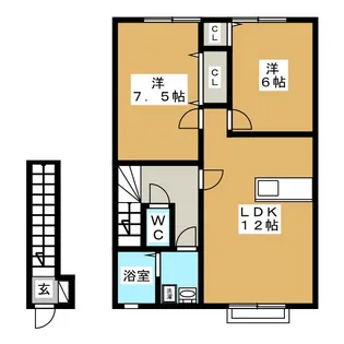 グランモア桜川 ABC A【2階】の間取り