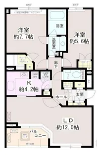 2LDKの間取り画像