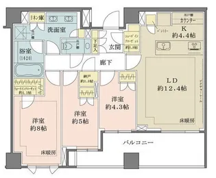 東京都千代田区六番町【マンション】の間取り