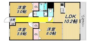 サンパティーク昆陽【2階】の間取り