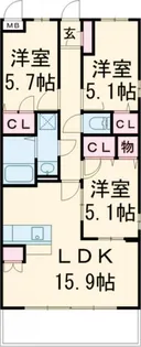 ブリリアントクレール【1階】の間取り