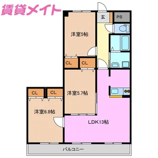 レジデンスマル美【2階】の間取り