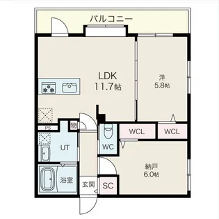 アルファスクエア北22【4階】の間取り