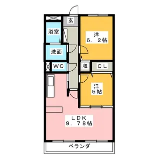 クレセール ヴァンブ【2階】の間取り