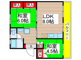 西小中台団地32号棟【3階】の間取り