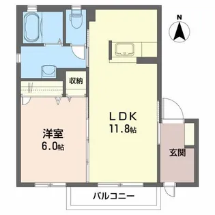 グリーンヒルズB【1階】の間取り