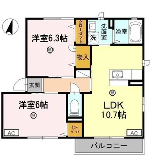 リブェール上野 A棟【2階】の間取り