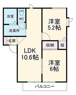 ライフタウン花水木C【2階】の間取り