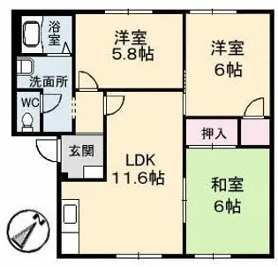 カーザ・ヴェルデ【1階】の間取り