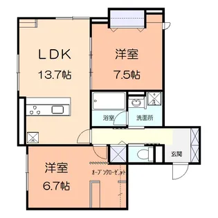 Lotus淵野辺【1階】の間取り