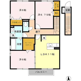 ヴィレッジロイヤル中央台B【2階】の間取り