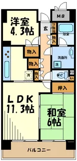 パークノヴァ調布【5階】の間取り