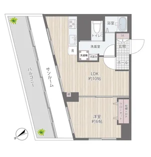 洗足パークマンション【6階】の間取り