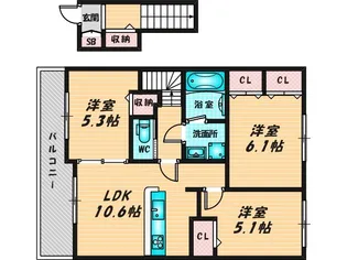 アット横小路【2階】の間取り