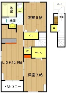 ウエスト B棟【2階】の間取り