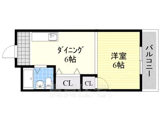 西田辺ハイツ【4階】の間取り