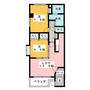 ユウヒルズ彩【1階】の間取り