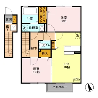 メゾン医大前桜B棟【2階】の間取り