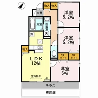 広島県広島市安佐北区落合1【アパート】の間取り