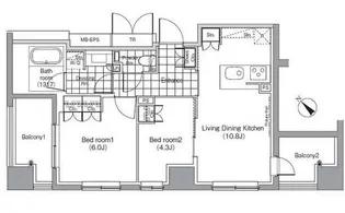 パークハビオ赤坂【7階】の間取り