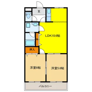 岐阜県羽島郡岐南町徳田6【アパート】の間取り