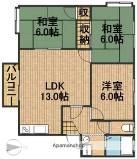 コリーナ蜆塚A【1階】の間取り