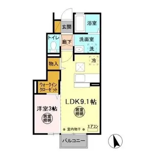 シェリール蔵前B【1階】の間取り