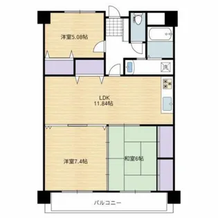 ノーブルコート中庄【8階】の間取り