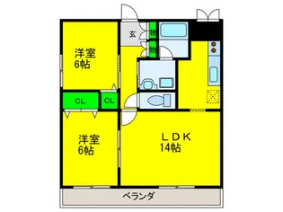 ラシ-ヌ御崎【6階】の間取り
