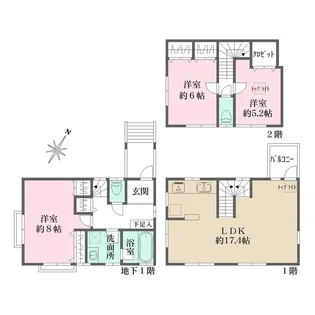 東京都目黒区上目黒2【一戸建】の間取り