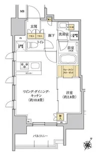 グレーシアフィット三軒茶屋【14階】の間取り