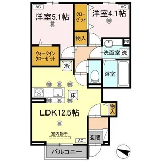 ラ・フルールII【1階】の間取り