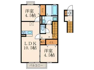 福岡県北九州市小倉南区長尾6【アパート】の間取り