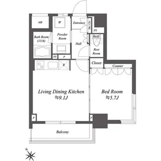 レジデンシャル目黒【9階】の間取り