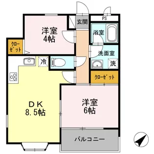 エステート西府中【1階】の間取り