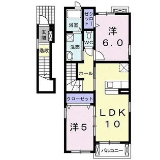シャン・ド・フルールI【2階】の間取り