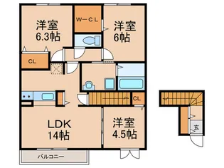 ガーデンハウス B棟【2階】の間取り