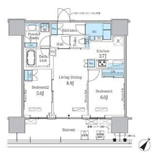 HARUMI FLAG PORT VILLAGE A棟【3階】の間取り