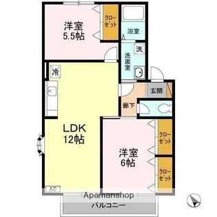 メゾンボナール F【2階】の間取り