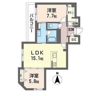 シャーメゾン横浜鶴見II【2階】の間取り
