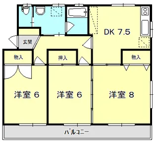 武忠マンションC棟【1階】の間取り