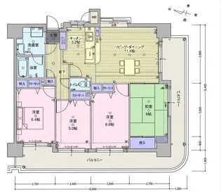 ダイアパレススペインアベニュー大竹駅前【12階】の間取り