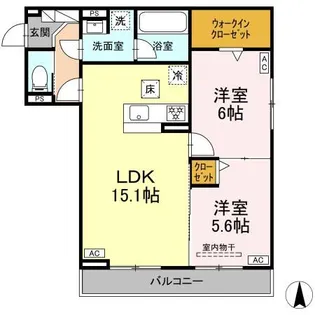 D-Crinum共栄町【1階】の間取り